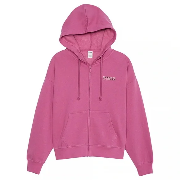 PINK Victoria Secret Ivy Fleece Campus Full Zip Hoodie - Picture 3 of 5